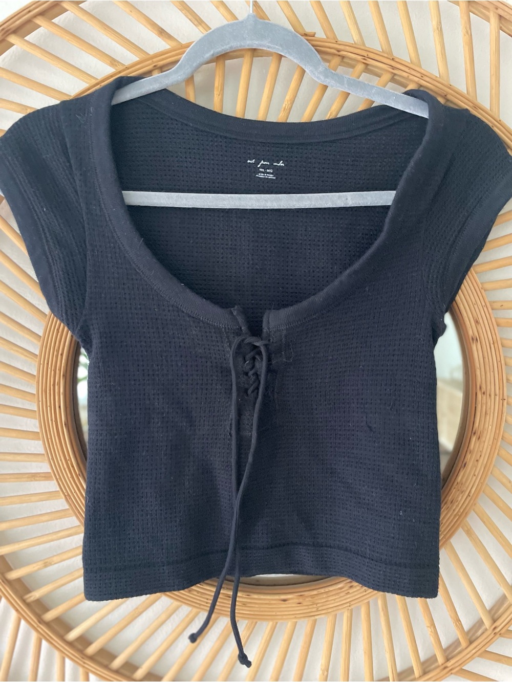 Free people size medium black stretchy soft crop top size M/L